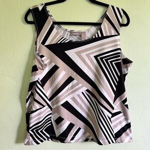 Chico's Black and Cream Geometric Tank Top